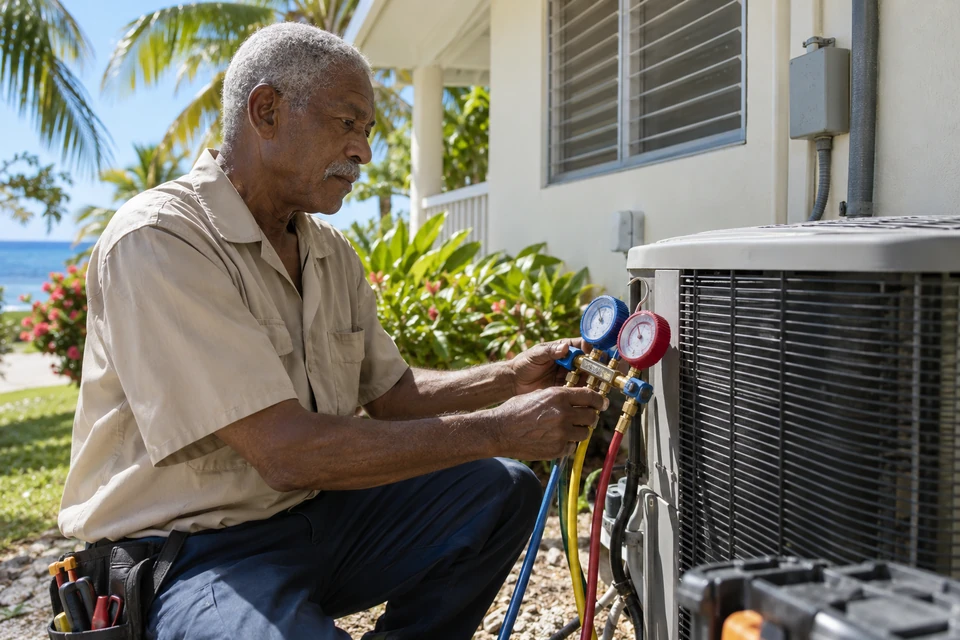 Illustrative hvac work scene.