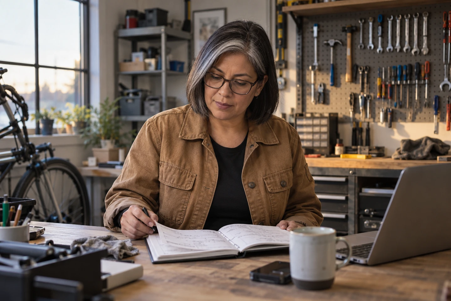 Illustrative scene of an independent business owner preparing a customer order.