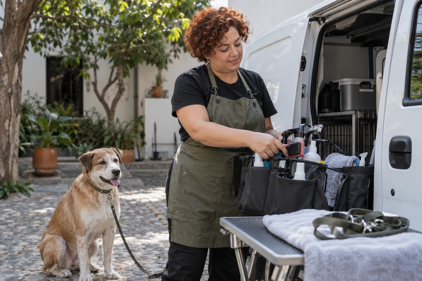 Illustrative scene of a Mexican business owner preparing a customer service.