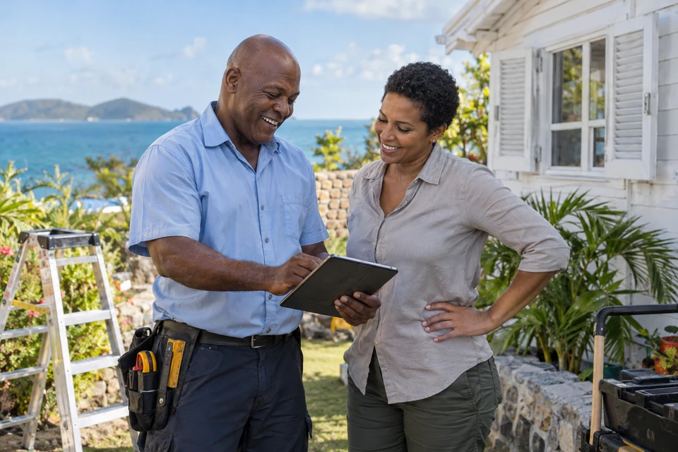 Illustrative u.s. virgin islands work scene.